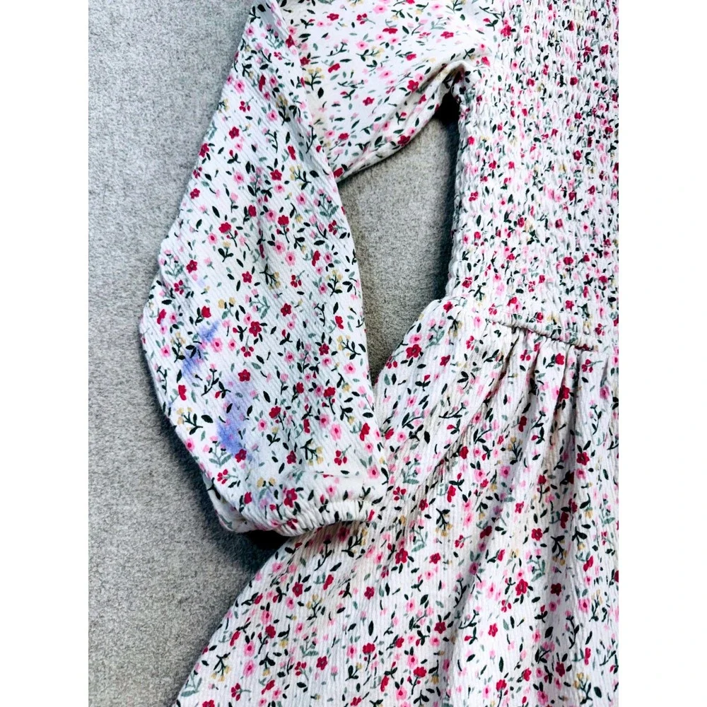 Target Youth Girls Size 8 Floral Smocked Dress Long Sleeve Cottagecore School